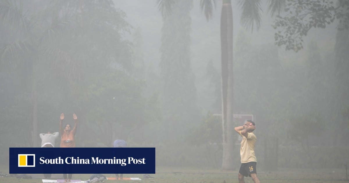 Los visitantes del parque Lodhi Garden de Nueva Delhi dicen que la contaminación tóxica no los obligará a salir
