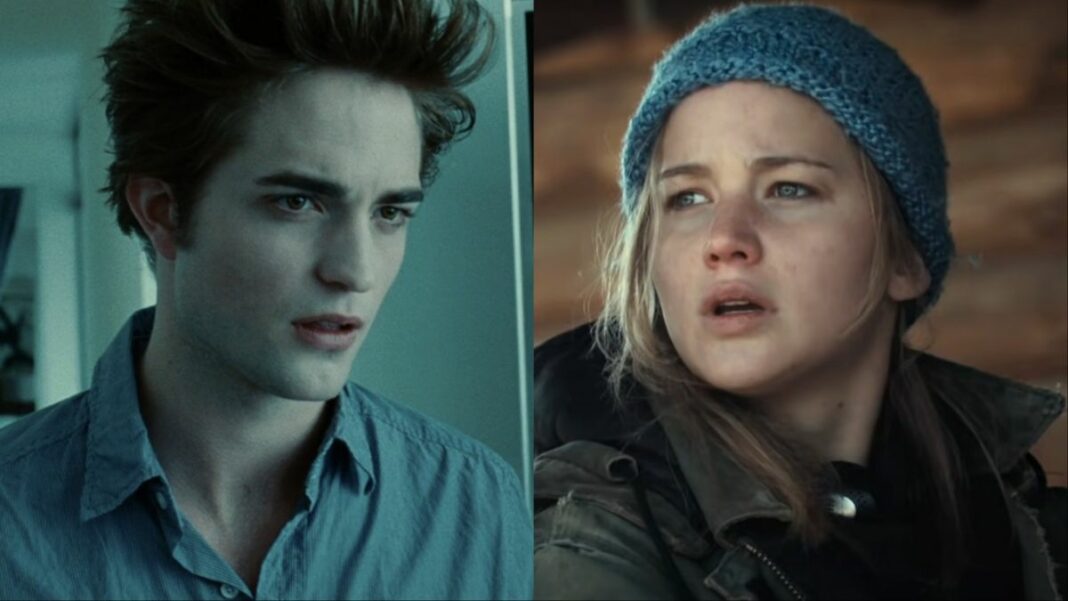 Robert Pattinson as Edward Cullen in Twilight and Jennifer Lawrence in Winter&#039;s Bone 