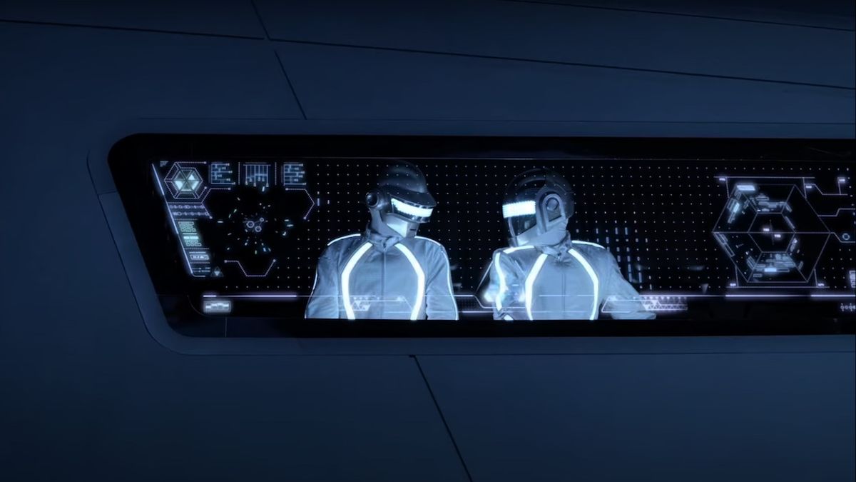 Daft Punk DJing at Castor's club in Tron: Legacy