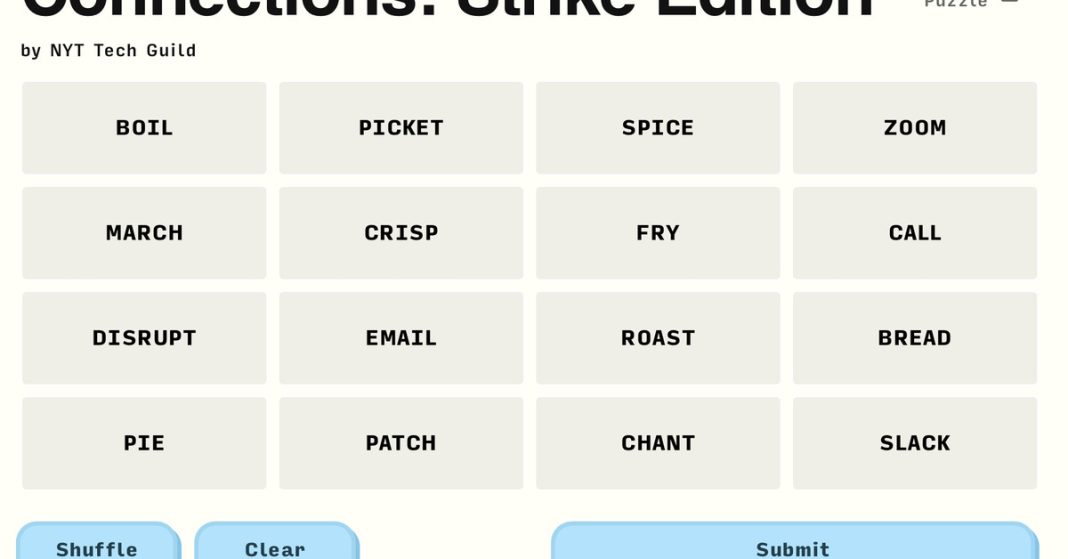 Trabajadores tecnológicos en huelga del NYT hicieron Conexiones personalizadas para que no cruces el piquete
