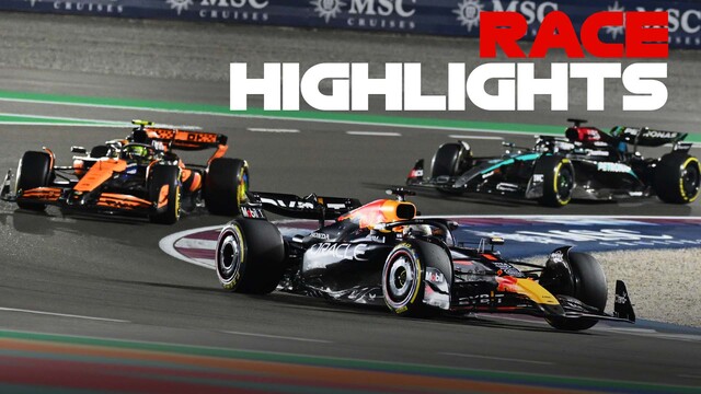 DESTACADOS: Reviva la acción de un emocionante Gran Premio de Qatar cuando Verstappen gana por delante de Leclerc y Piastri.
