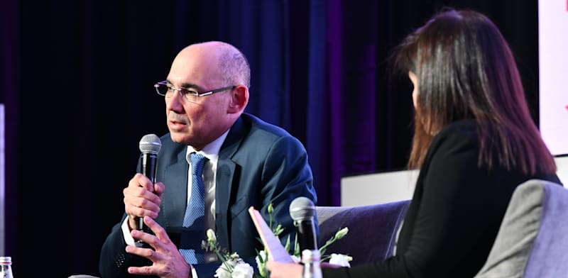 Governor of the Bank of Israel Amir Yaron with Naama Sikuler at the Israel Business Conference  credit: Yossi Cohen