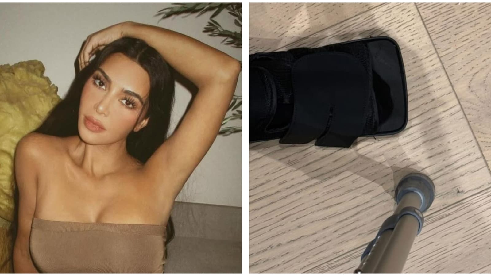 Kim Kardashian revela que se rompió el pie y tiene que moverse con muletas
