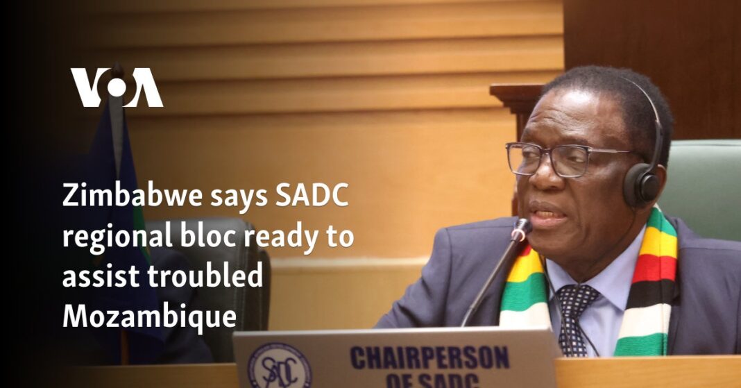 Zimbabwe dice que el bloque regional de la SADC está listo para ayudar al atribulado Mozambique
