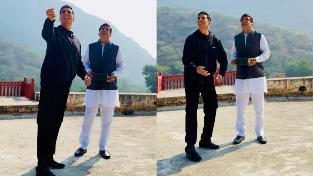 Akshay Kumar y Paresh Rawal vuelan una cometa para celebrar Makar Sankranti en el set de Bhooth Bangla. Mirar
