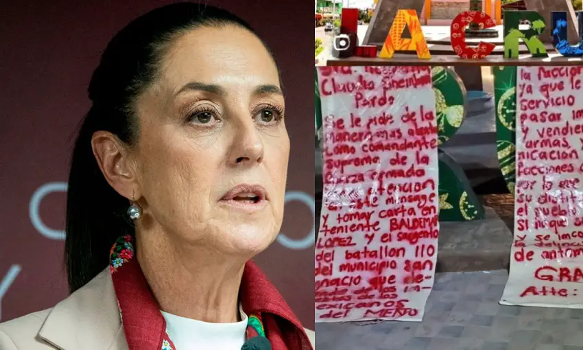 Aparecen en Sinaloa narcomensajes para Claudia Sheinbaum firmados por Los Chapitos
