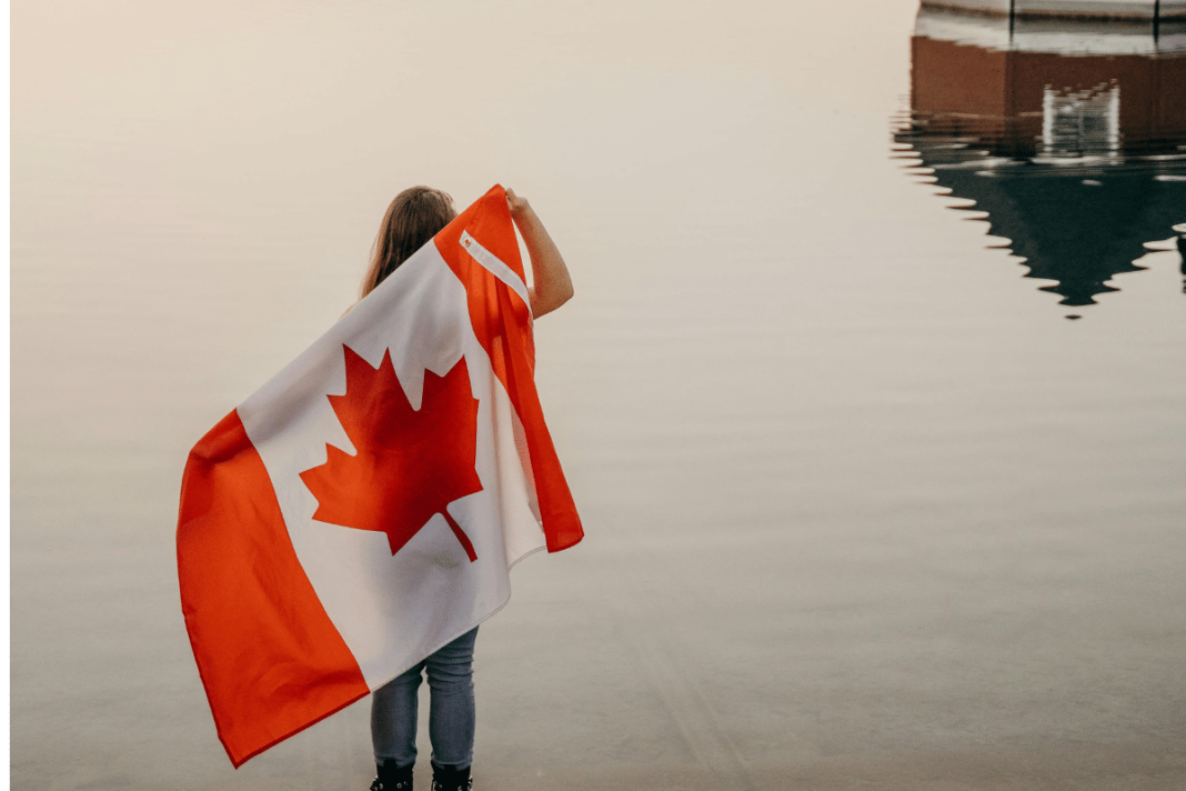 Woman with Canadian flag