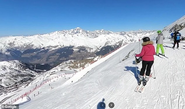 Una vista desde la cima de la pista negra muestra el fuerte descenso por la caída vertical de 2.026 m.