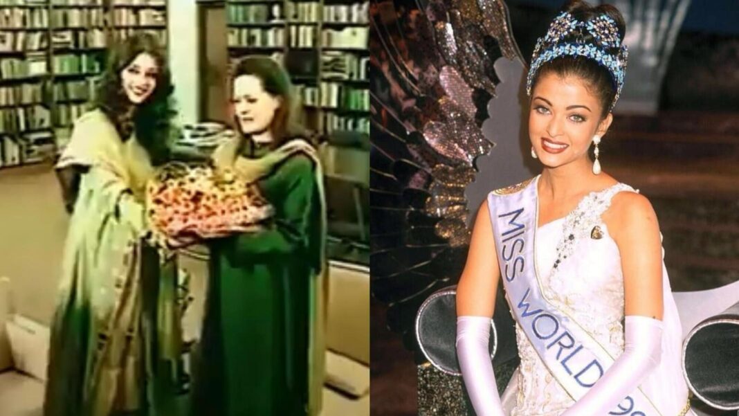 Cuando la recién coronada Miss Mundo Aishwarya Rai conoció a Sonia Gandhi, entonces presidente Shankar Dayal Sharma. Mirar
