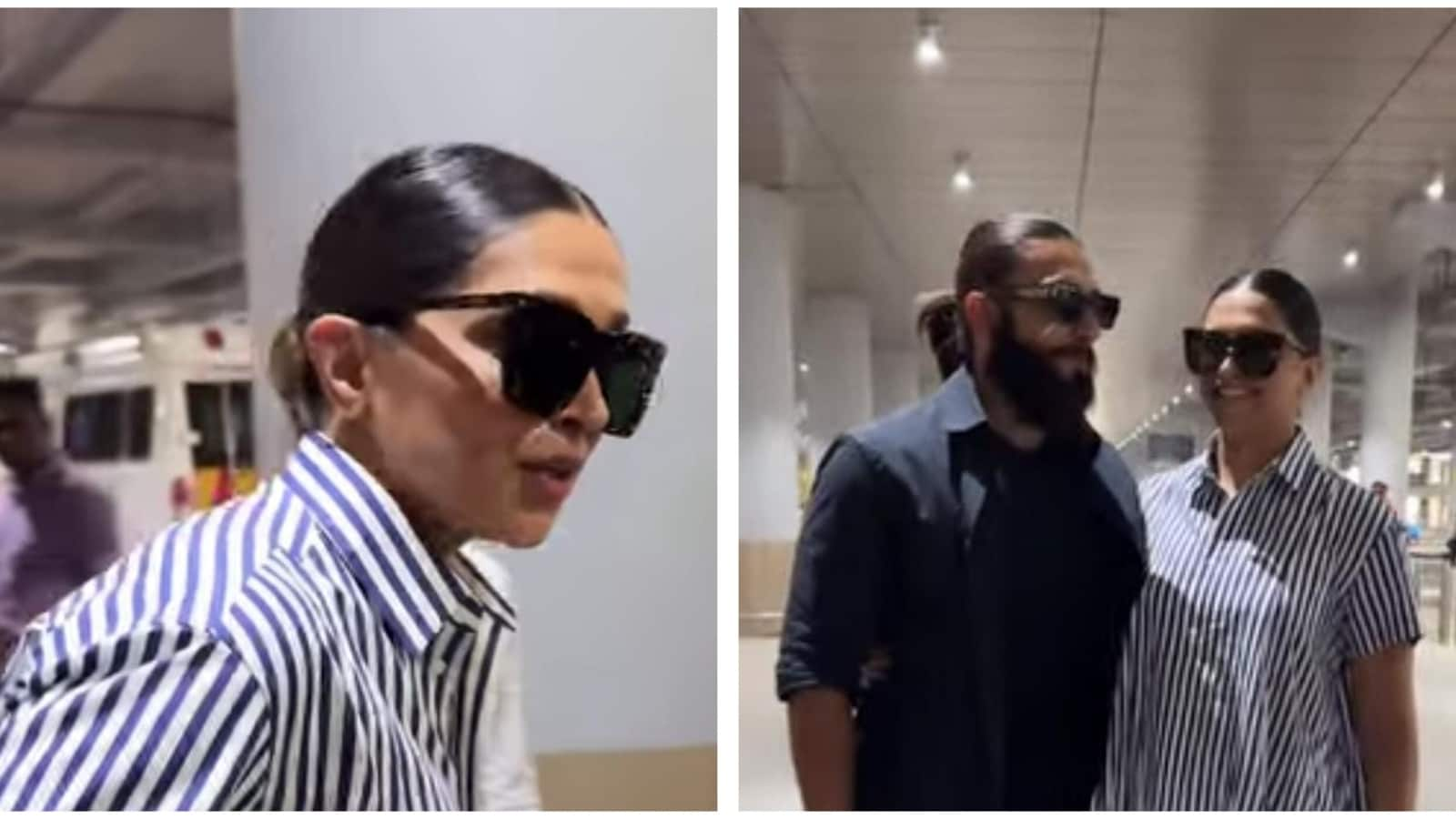 Deepika Padukone posa felizmente con los paparazzi y toma la mano de Ranveer Singh en el aeropuerto de Mumbai. Mirar
