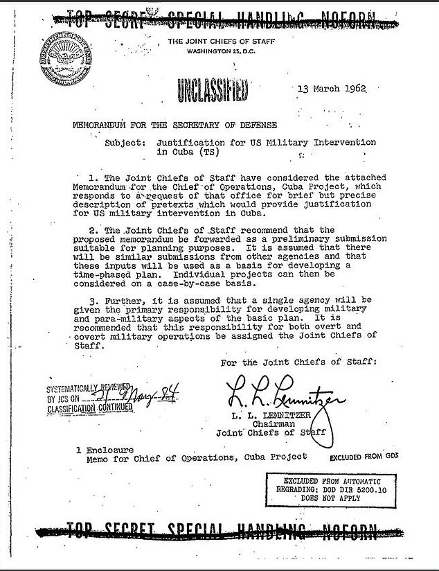 Código llamado Operation Northwoods, esta trama militar estadounidense de alto secreto propuso matar a personas inocentes y promulgar terrorismo en las ciudades estadounidenses, luego culpar a Cuba por estos crímenes