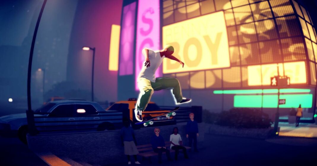 A screenshot from the video game Skate City: New York.