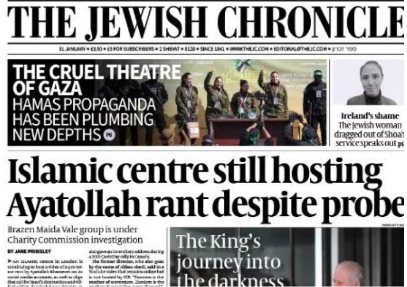 El nuevo editor de Jewish Chronicle dijo la identidad palestina 'centrada en la violencia'
