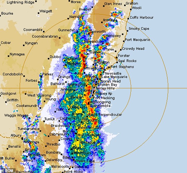 Una fuerte tormenta azotó Sydney alrededor de las 8 de la tarde del miércoles. En la foto se muestran las áreas impactadas.