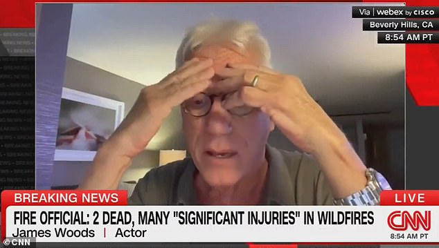 James Woods se derrumba repetidamente en CNN después de perder su hogar por los incendios forestales de Los Ángeles
