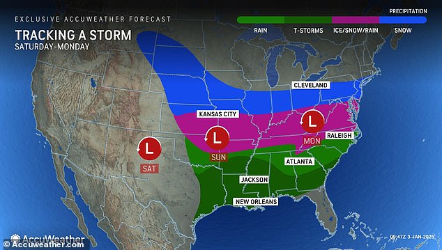 Trece estados se encuentran dentro del camino de la poderosa tormenta invernal Blair, que arrasará las Grandes Llanuras y el noreste este fin de semana y principios de la próxima semana.