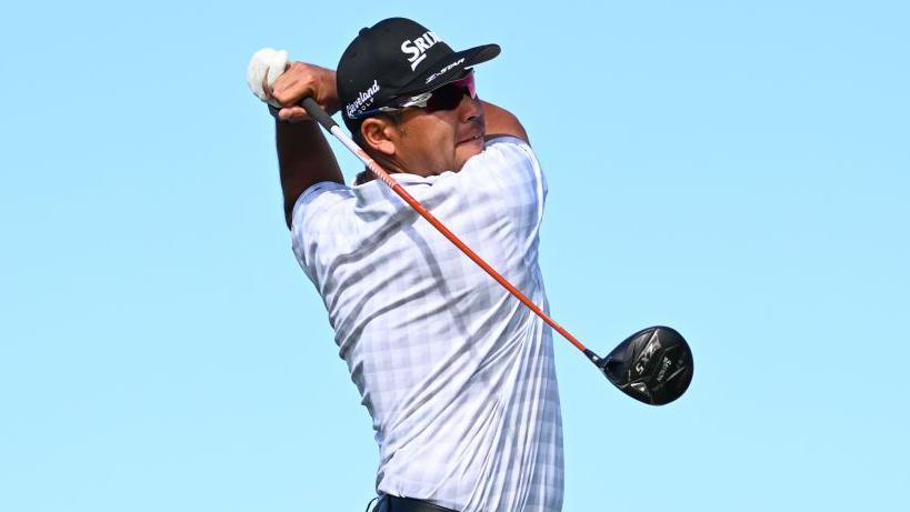  Hideki Matsuyama plays a shot off the tee in Hawaii