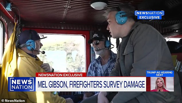 El actor Mel Gibson condujo por Los Ángeles con un bombero y Brian Entin de NewsNation. 