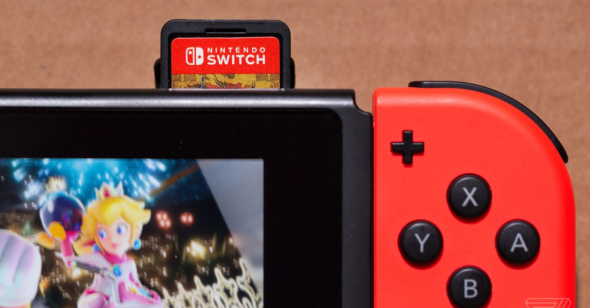 A close-up photo of a Nintendo Switch.