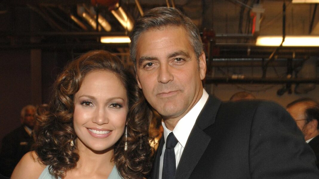 George Clooney and JLo posing at Tony Bennett&#039;s 80th to Benefit Paul Newman&#039;s Hole in the Wall Camps