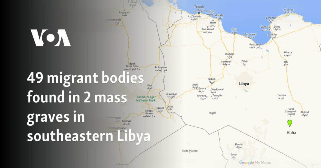 49 cuerpos migrantes encontrados en 2 tumbas en masa en el sureste de Libia
