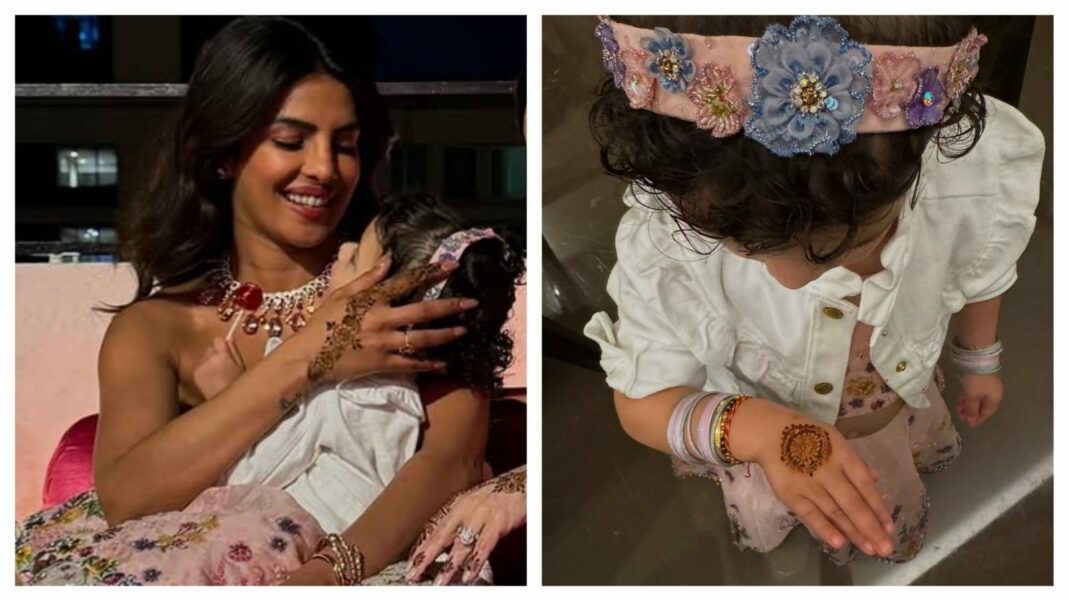 Muévete sobre Priyanka Chopra, Malti Marie es la nueva chica Desi mientras hace alarde de Lehenga, Bangles, Mehendi en la boda de Maamu
