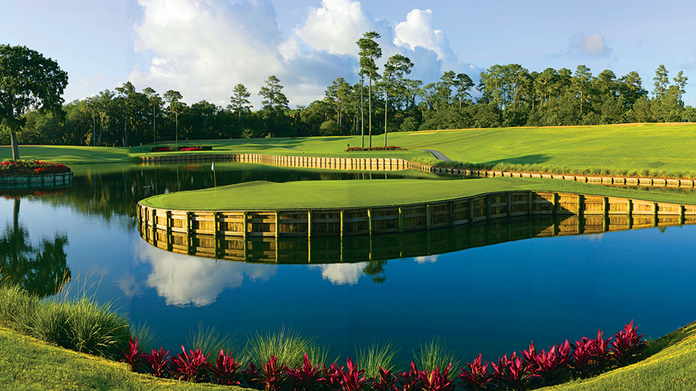 A picture of the 17th hole at TPC Sawgrass