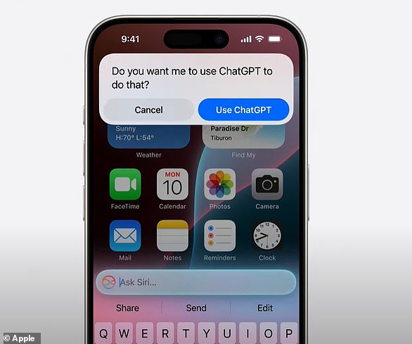 Se hará a los usuarios de iOS 18 antes de enviar cualquier pregunta a ChatGPT, junto con cualquier documento o fotos, y Siri presenta la respuesta