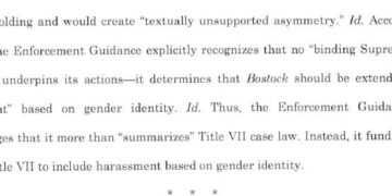 El juez Kacsmaryk dictaminando que las personas homosexuales y trans pueden ser acosadas sin repercusión bajo el Título VII.