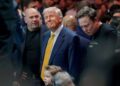 Donald Trump y Elon Musk en un partido de lucha