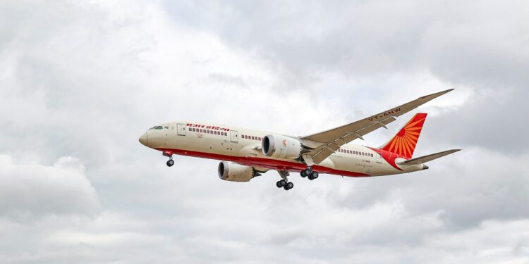 Air India Boeing 787 Dreamliner en el enfoque final.