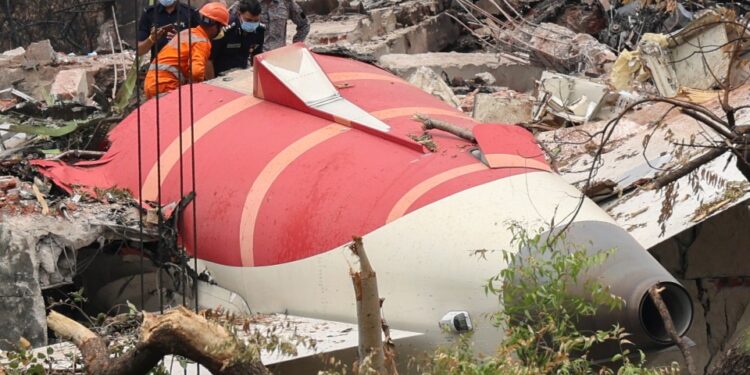 Restos de un accidente aéreo.