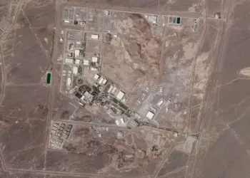 Una foto satelital de Planet Labs Inc. muestra la instalación nuclear de Natanz de Irán el 14 de abril de 2021. (Planet Labs a través de AP)