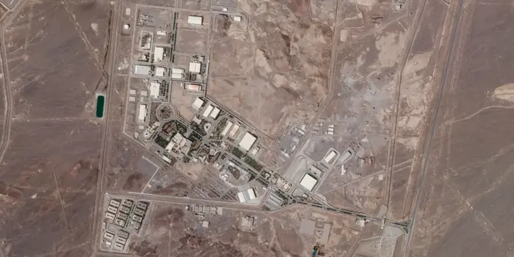 Una foto satelital de Planet Labs Inc. muestra la instalación nuclear de Natanz de Irán el 14 de abril de 2021. (Planet Labs a través de AP)