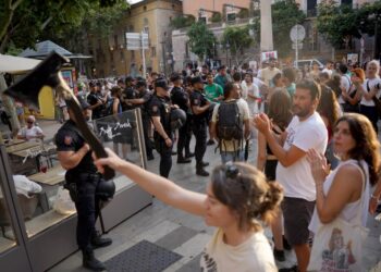 Protesta en Palma, Mallorca contra el sobre-turismo.