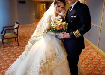 Foto de boda de Mohamed Barakat y Madina Abdullayeva.