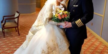 Foto de boda de Mohamed Barakat y Madina Abdullayeva.