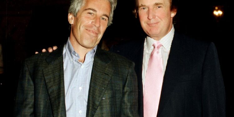 Retrato de Jeffrey Epstein y Donald Trump en Mar-a-Lago.