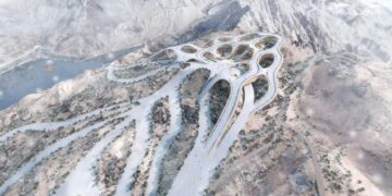 Ilustración de una estación de esquí propuesta en Arabia Saudita.