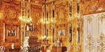 La sala ámbar de los zares en 1917.