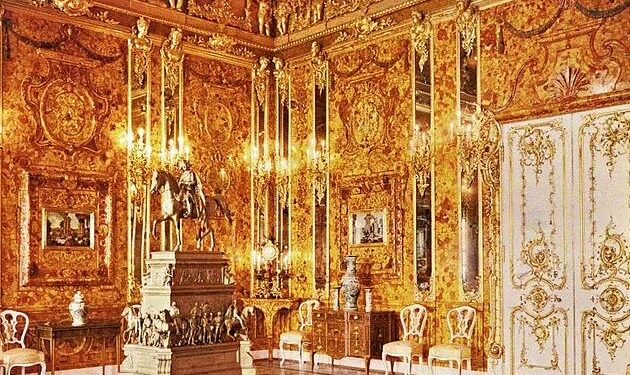 La sala ámbar de los zares en 1917.