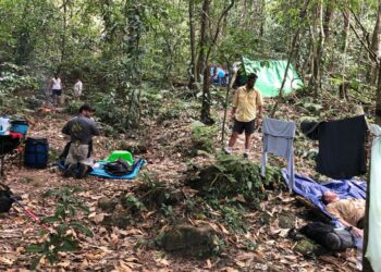 Campamento de expedición en la Reserva de la Biosfera Montes Azules, Chiapas, México.
