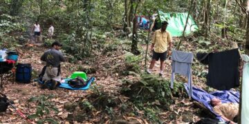 Campamento de expedición en la Reserva de la Biosfera Montes Azules, Chiapas, México.