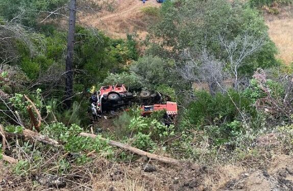 Escena de accidentes de campos de bomberos con dos muertes y tres heridas graves.