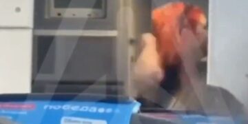 Pasajero agrediendo a una azafata en un avión.