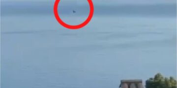 Restos de aviones en el mar.