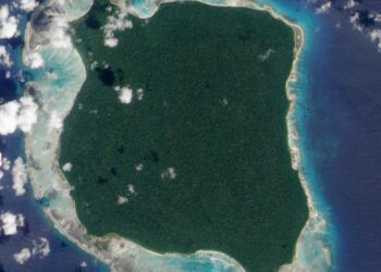 Imagen satelital de North Sentinel Island.
