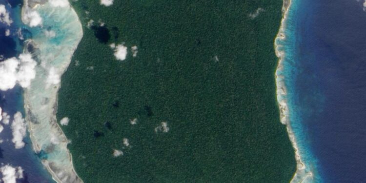 Imagen satelital de North Sentinel Island.