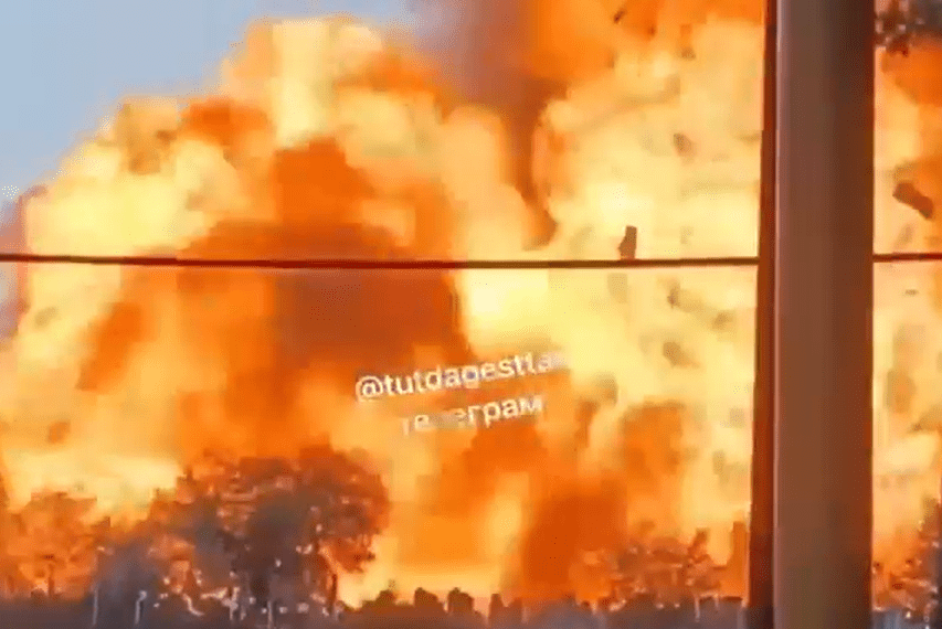 Gran fuego y explosión.