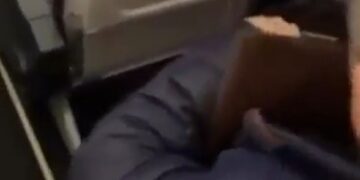 Persona en avión con un libro.